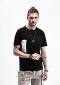 BREATHE Embossed Print T-Shirt - Black