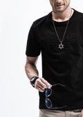 Game Over Embossed Print T-Shirt - Black