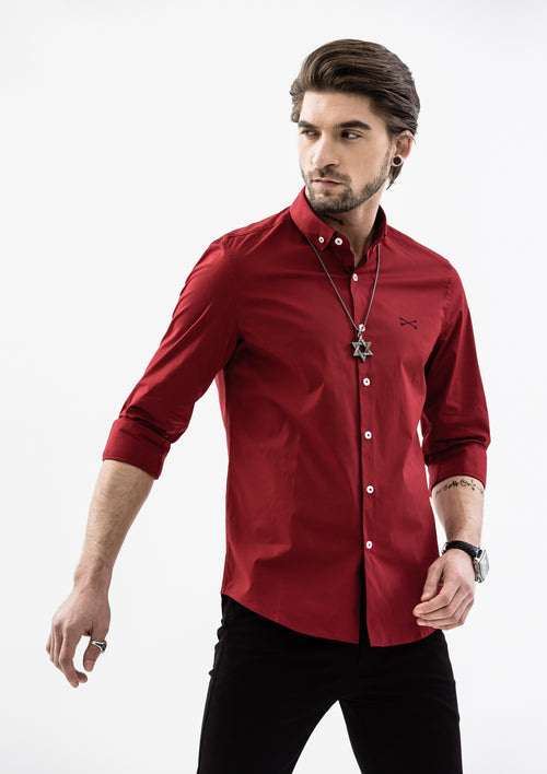 Explorer Collared Long Sleeve Shirt - Red