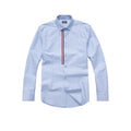 Grosgrain Trimmed Long Sleeve Shirt - Blue