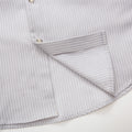 Mandarin Collar Striped Shirt - Grey