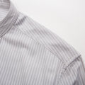 Mandarin Collar Striped Shirt - Grey