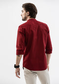 Explorer Mandarin Collar Long Sleeve Shirt - Red