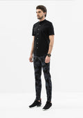 Explorer Mandarin Collar Short Sleeve Shirt - Black