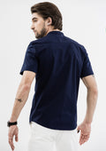 Explorer Mandarin Collar Short Sleeve Shirt - Blue