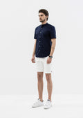 Explorer Mandarin Collar Short Sleeve Shirt - Blue