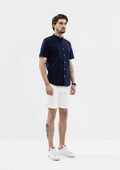 Explorer Mandarin Collar Short Sleeve Shirt - Blue