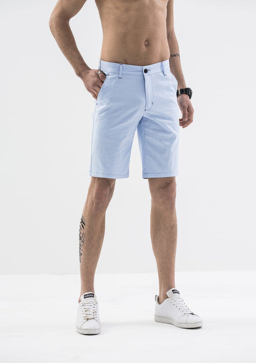 Stitch Detail Casual Shorts - Blue