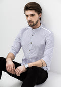 Pinstripe Long Sleeve Shirts - White