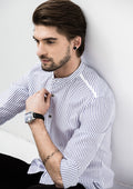 Pinstripe Long Sleeve Shirts - White