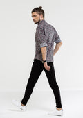 Smart Floral Printed Long Sleeve Shirt - Black