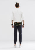Green Camou Hem Long Sleeve Shirt - White