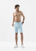 Stitch Detail Casual Shorts - Light Blue